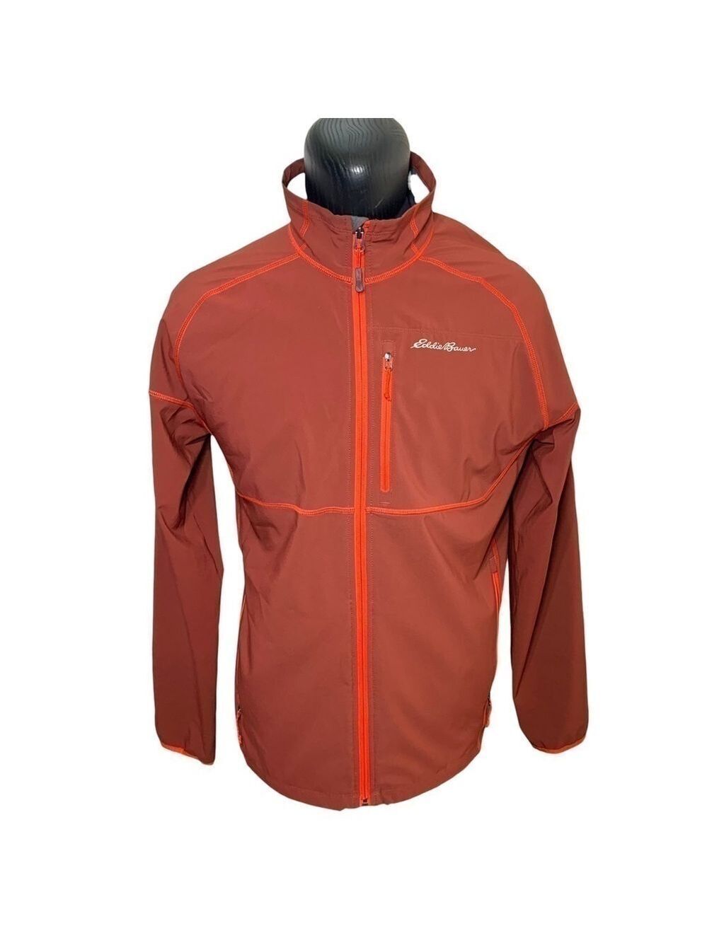 Eddie Bauer Active Zip Sweater Jacket Sz M Burnt Orange Brown Light Sports Top